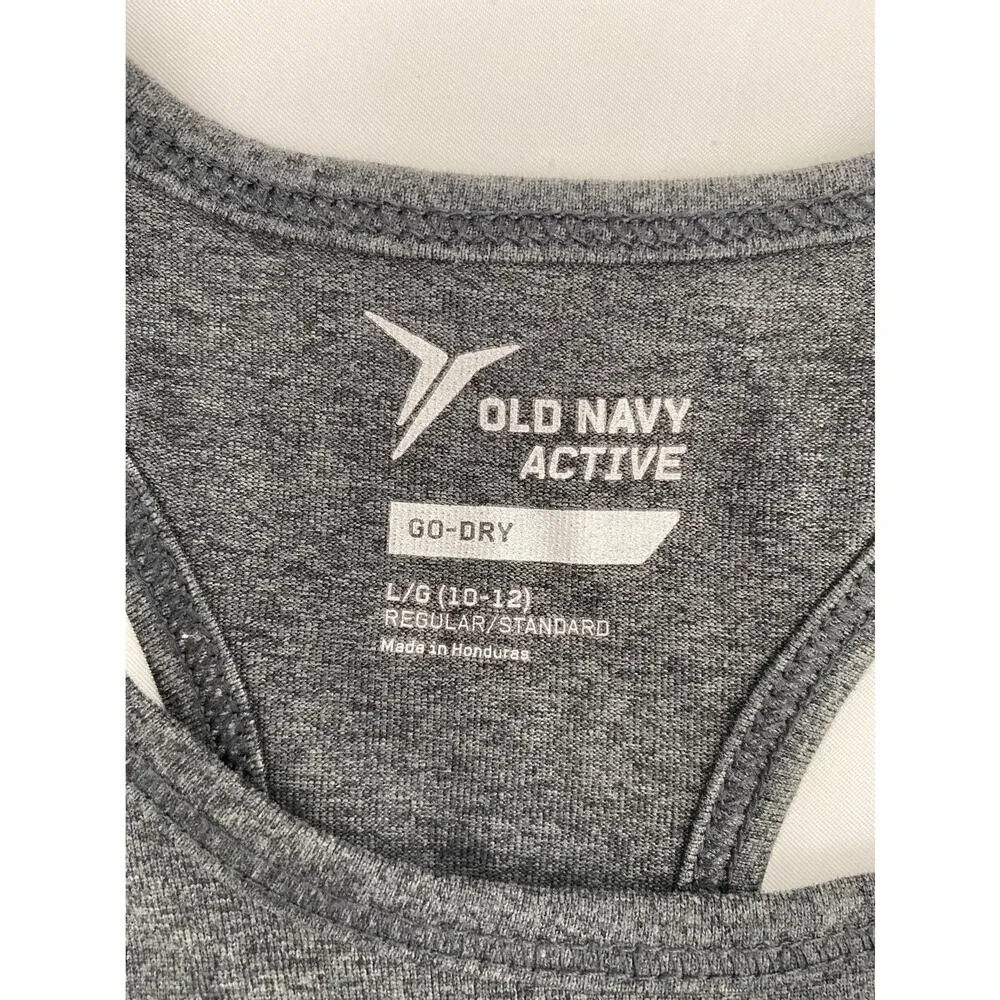 Old Navy Active Run Wild Print Racerback Tank Top Gray Girls Large 10-12